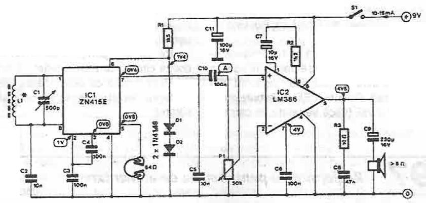 schema electronica Radioreceptor am cu ZN414 ZN415