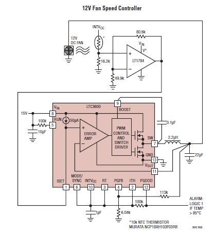 Schema electronica LTC3600 regulator viteza ventilator 12v