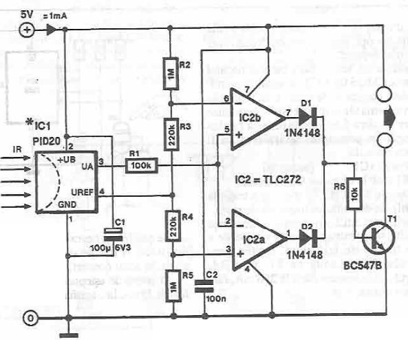 Schema electronica circuit  detector de infrarosii cu PID20 