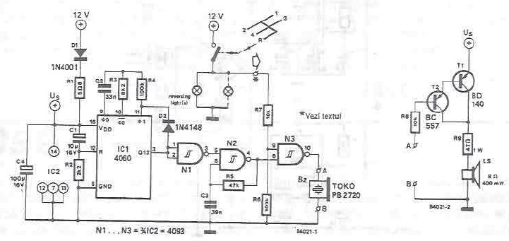 schema electronica Avertizor electronic cu buzzer piezo