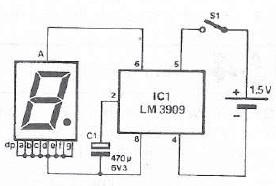 Schema electronica LM3909 indicator LED intermitent