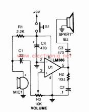 LM386 schema megafon amplificator