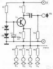 schema electronica Mixer audio cu tranzistor si componente pasive